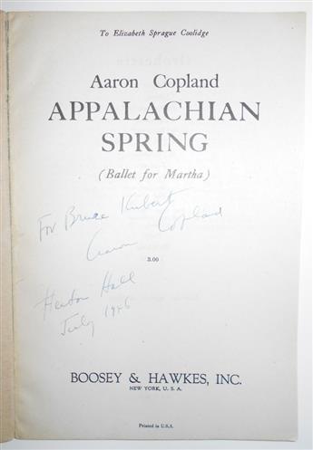 COPLAND, AARON. Group of 4 items Signed, or Signed and Inscribed, to Bruce Kubert or Betty Randolph Bean: Two Typed Letters * Two print